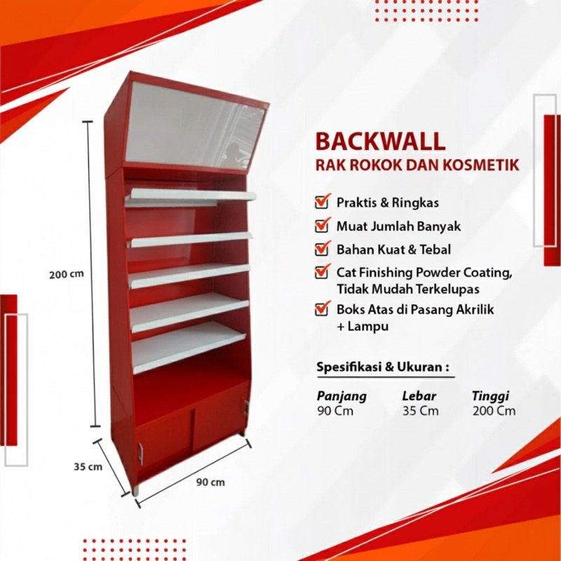 Backwall Rak Display Rokok dan Kosmetik